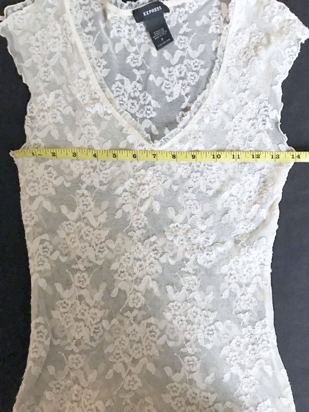 EXPRESS Vintage Y2k Women's Cream Sheer Floral Lace Sleeveless Top, Size S - Picture 6 of 8